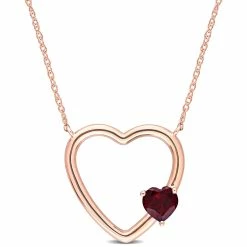 Top 10 ✔️ Mimi & Max 1/2 CT TGW Garnet Open Heart Pendant with Chain in 10k Rose Gold for 👩 women ✔️