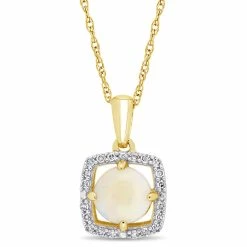 Best reviews of 😍 Mimi & Max Opal and 1/10 CT TW Diamond Floating Square Halo Necklace in 10K Yellow Gold for 👩 women 💯