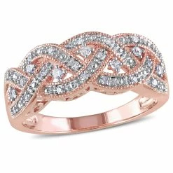 Hot Sale ๐ Mimi & Max 1/8 CT TW Diamond Braided Ring in Rose Plated Sterling Silver for ๐ฉ women โญ