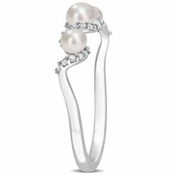 Best Pirce 🔥 Mimi & Max Cultured Freshwater Pearl and 1/10 CT TDW Diamond Swirl Ring in 14k White Gold for 👩 women 🥰 -Mimi & Max Shop e0991bb772db4668ac0f897c956f661c 1080x