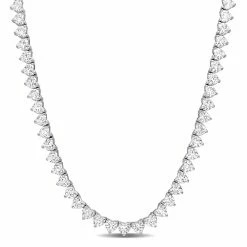 Budget 🔥 Mimi & Max 31 1/2 CT TGW Created White Sapphire Tennis Necklace in Sterling Silver for 👩 women 🎉