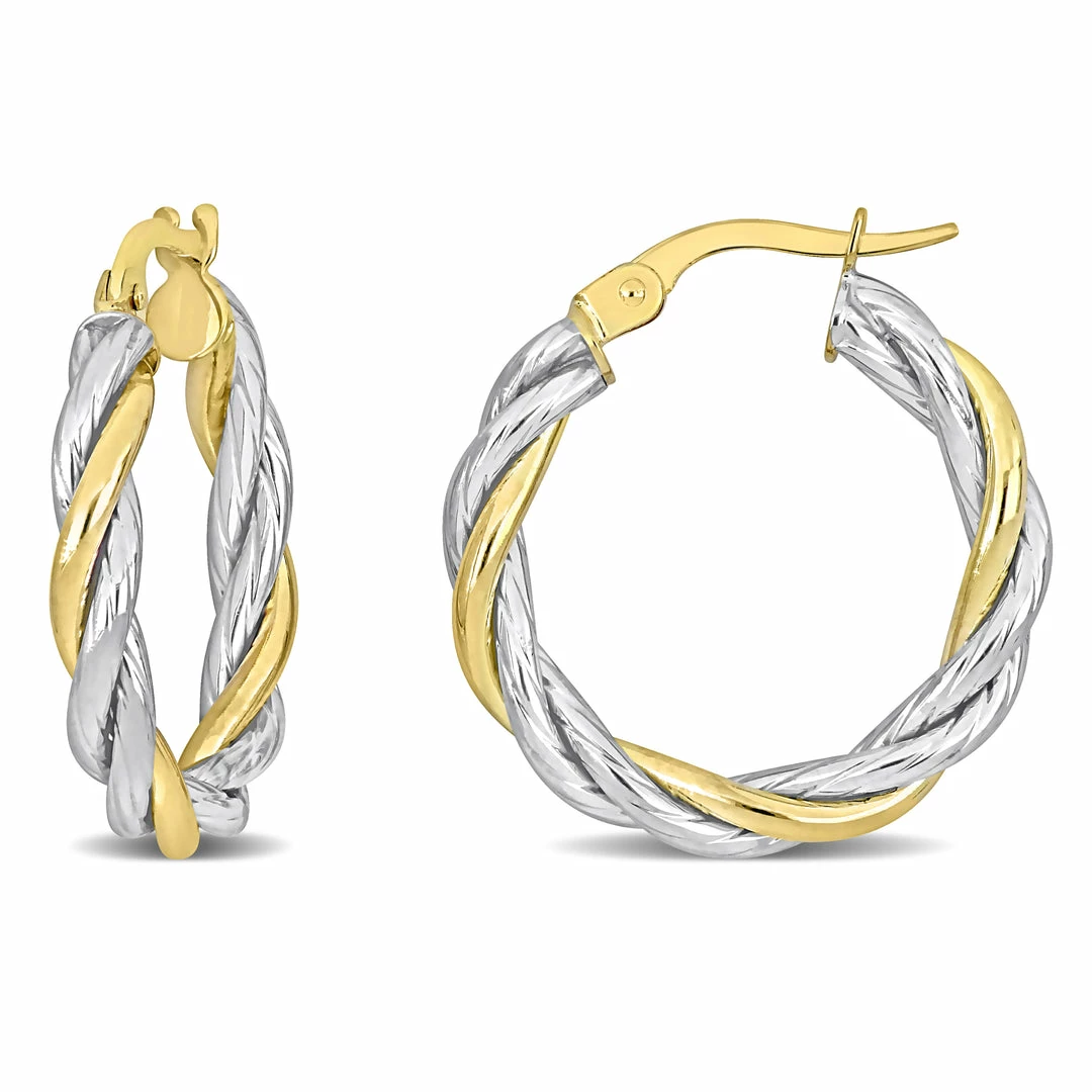 Cheapest ๐งจ Mimi & Max 25 MM Twisted Hoop Earrings in 2-Tone Yellow and White 10K Gold for ๐ฉ women ๐ 3 Cheapest ๐งจ Mimi & Max 25 MM Twisted Hoop Earrings in 2-Tone Yellow and White 10K Gold for ๐ฉ women ๐