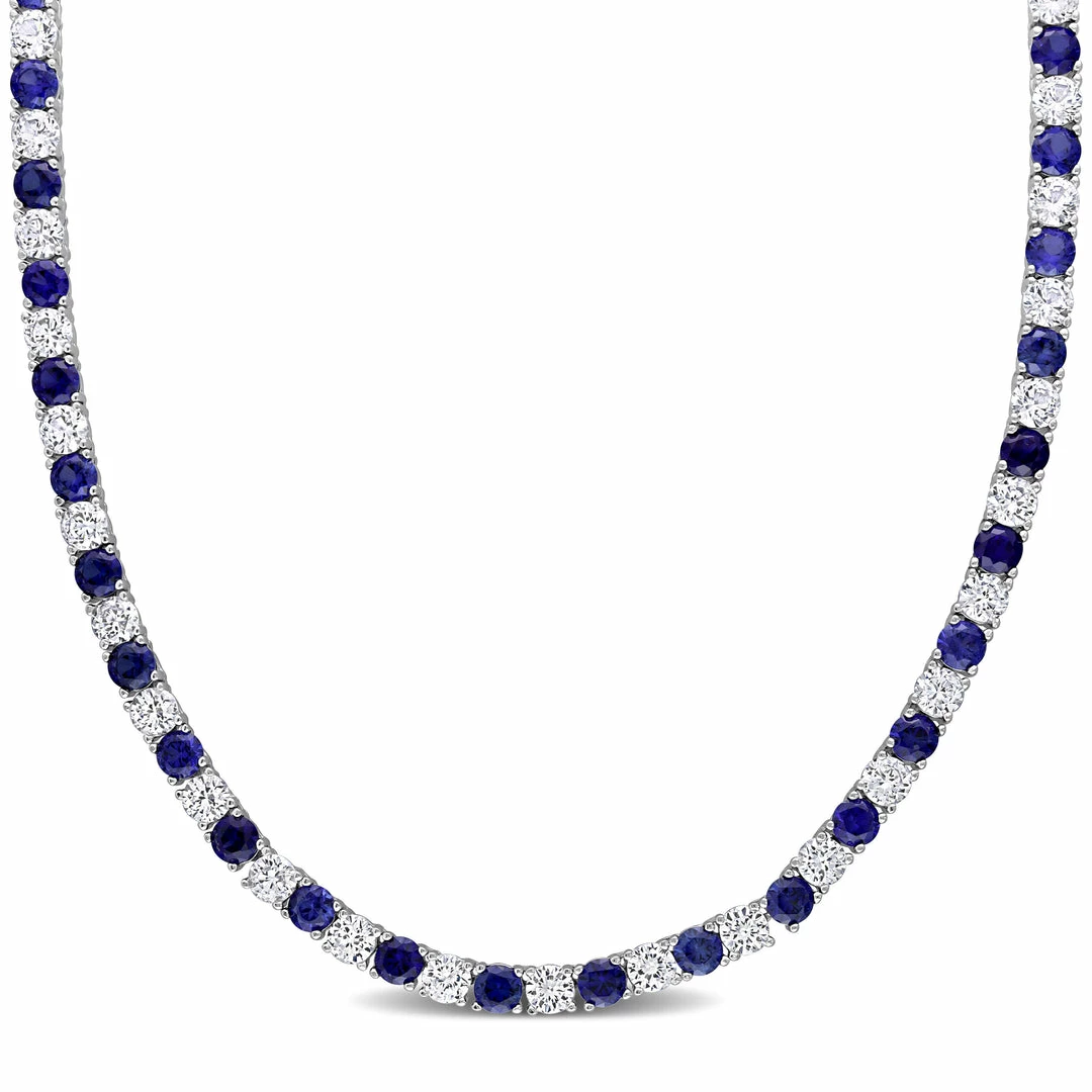 Deals 🌟 Mimi & Max 33 CT TGW Created Blue and Created White Sapphire Tennis Necklace in Sterling Silver for 👩 women 🛒 3 Deals 🌟 Mimi & Max 33 CT TGW Created Blue and Created White Sapphire Tennis Necklace in Sterling Silver for 👩 women 🛒
