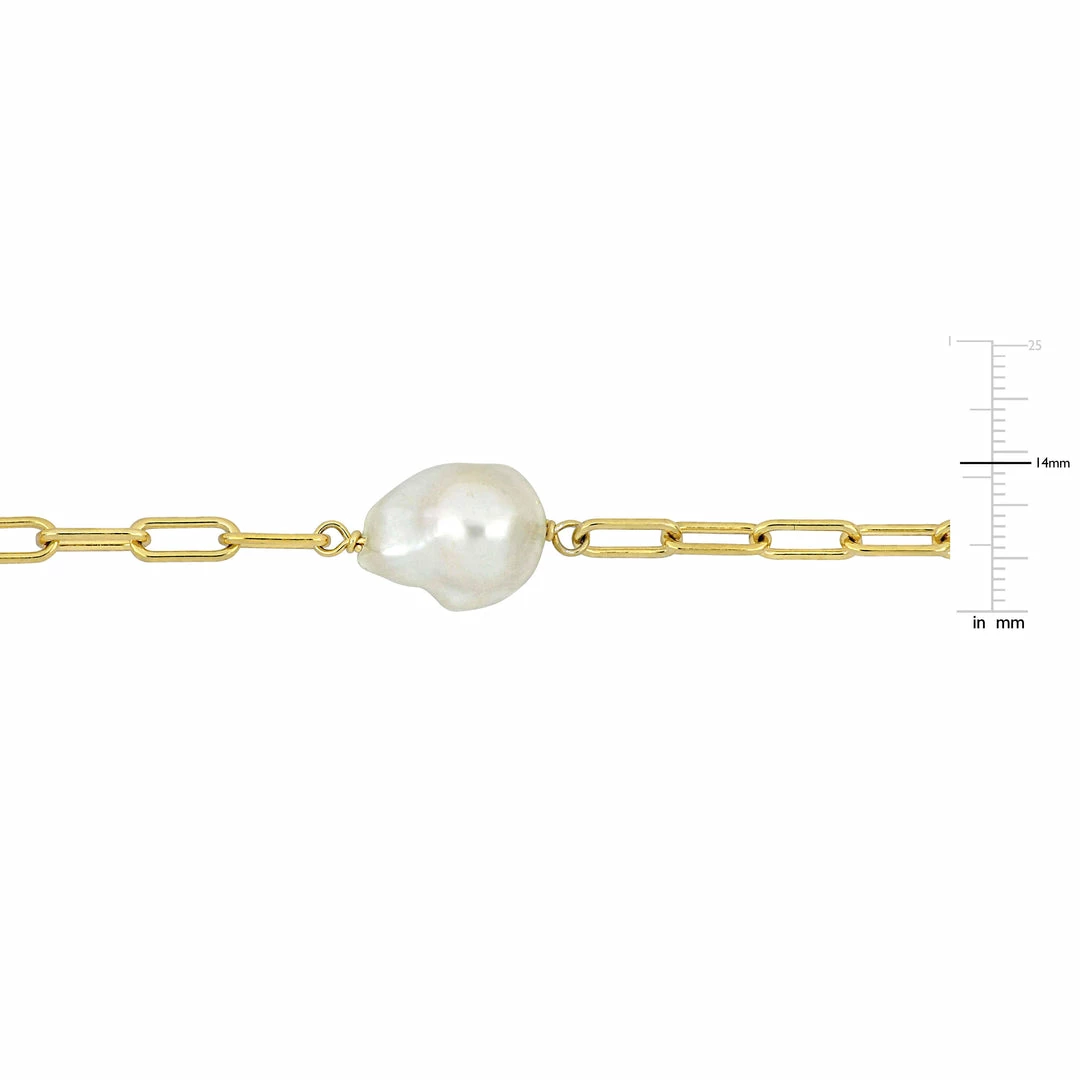 Discount 👍 Mimi & Max 12-14 MM Cultured Freshwater Coin Pearl Station Chain Necklace in 18k Yellow Gold Plated Sterling Silver for 👩 women 🤩 4 Discount 👍 Mimi & Max 12-14 MM Cultured Freshwater Coin Pearl Station Chain Necklace in 18k Yellow Gold Plated Sterling Silver for 👩 women 🤩 - Image 2