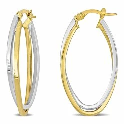 Brand new 👏 Mimi & Max 34 MM Crossover Oval Hoop Earrings in 2-Tone Yellow and White 10K Gold for 👩 women 🛒
