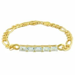 Budget 👍 Mimi & Max 2 3/4 CT TGW Aquamarine Birthstone Link Bracelet in Yellow Plated Sterling Silver for 👩 women 🔥