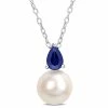 Cheap 👍 Mimi & Max 8.5-9 MM White Freshwater Cultured Pearl and 5/8 CT TGW Created Blue Sapphire Solitaire Pendant with Chain in Sterling Silver for 👩 women ⭐ -Mimi & Max Shop ea1e821a4a384460ae7f56c603770ae6 1080x
