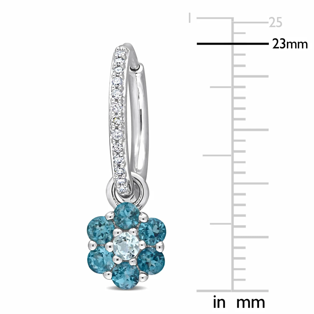Cheap 🤩 Mimi & Max 1 1/10 CT TGW London and Sky Blue Topaz and 1/8 CT TDW Diamond Floral Huggie Earrings in 10k White Gold for 👩 women 🔥 4 Cheap 🤩 Mimi & Max 1 1/10 CT TGW London and Sky Blue Topaz and 1/8 CT TDW Diamond Floral Huggie Earrings in 10k White Gold for 👩 women 🔥 - Image 2