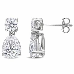 Brand new 😀 Mimi & Max 5 CT DEW Created Moissanite Two-Stone Earrings in Sterling Silver for 👩 women 🔔