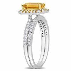 Cheap ⌛ Mimi & Max 1 1/3 CT TGW Octagon Citrine and 1/4 CT TW Diamond Halo Bridal Ring Set in 14k White and Yellow Gold for 👩 women 🔥 -Mimi & Max Shop eb32fb7492c047f09781440e1ed2b374 1080x
