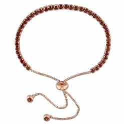 Hot Sale 😍 Mimi & Max 3 3/4 CT TGW Garnet Tassel Bolo Bracelet in Rose Plated Sterling Silver for 👩 women 💯