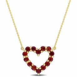 Hot Sale ✔️ Mimi & Max 1 1/4ct TGW Garnet Heart Pendant with Chain in 10k Yellow Gold - 17 in. for 👩 women 🌟