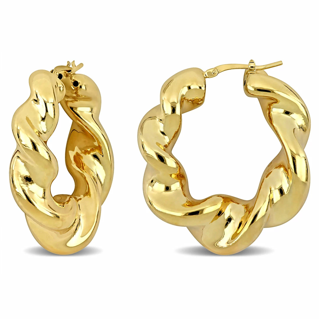 Outlet ❤️ Mimi & Max 39.5 MM Twisted Hoop Earrings in Yellow Plated Sterling Silver for 👩 women 🥰 3 Outlet ❤️ Mimi & Max 39.5 MM Twisted Hoop Earrings in Yellow Plated Sterling Silver for 👩 women 🥰