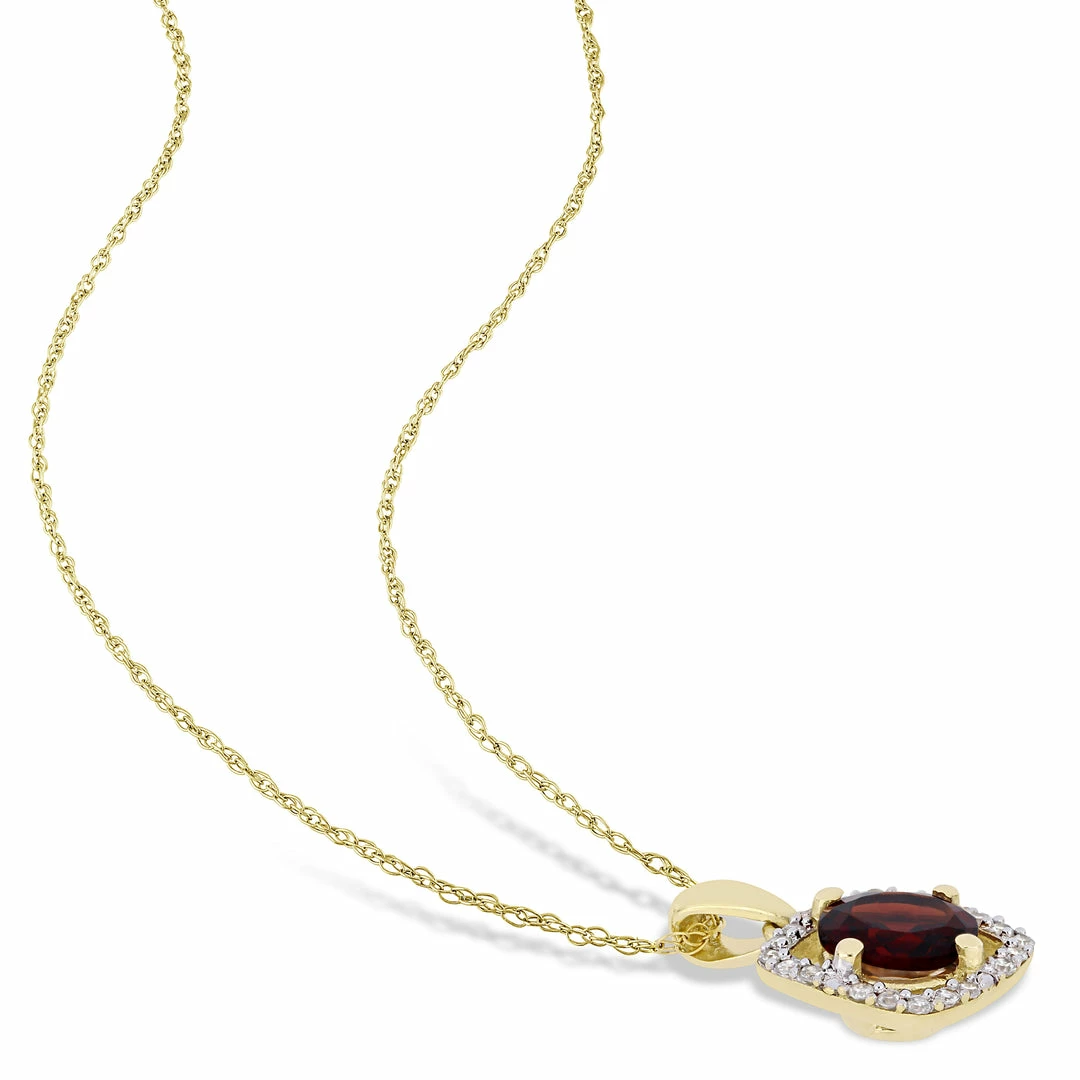 Promo ๐ Mimi & Max 1 CT TGW Garnet and 1/10 CT TW Diamond Halo Square Drop Pendant with Chain in 10k Yellow Gold for ๐ฉ women ๐งจ 6 Promo ๐ Mimi & Max 1 CT TGW Garnet and 1/10 CT TW Diamond Halo Square Drop Pendant with Chain in 10k Yellow Gold for ๐ฉ women ๐งจ - Image 4
