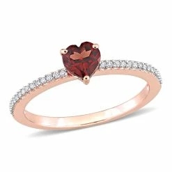 Deals 😉 Mimi & Max 1/2 CT TGW Heart Shaped Garnet and 1/10 CT TW Promise Ring in 10k Rose Gold for 👩 women 👍