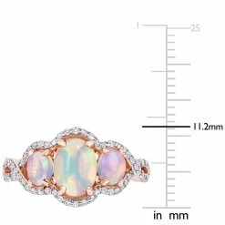 Hot Sale ✔️ Mimi & Max Ethiopian Blue Opal and 1/3 CT TW Diamond 3-Stone Halo Twist Ring in 10K Rose Gold for 👩 women 👍 -Mimi & Max Shop f6b58ea81a2f402ca01dc964e3152f49 fa546a0e c8fb 409d 90a6 92b02b417c50 1080x