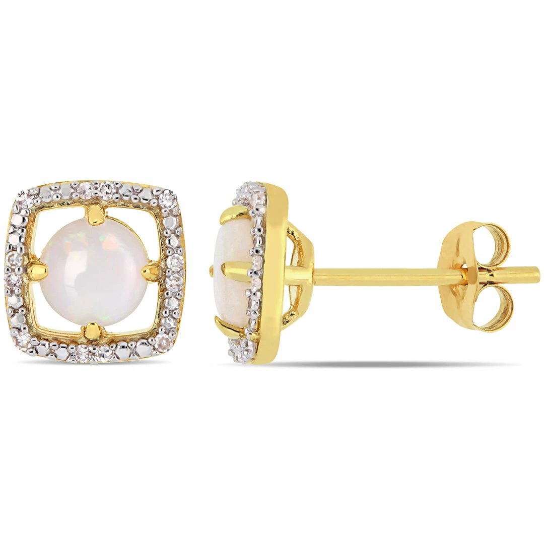 Hot Sale โญ Mimi & Max Opal and Diamond Accent Floating Square Halo Stud Earrings in 10K Yellow Gold for ๐ฉ women โจ 3 Hot Sale โญ Mimi & Max Opal and Diamond Accent Floating Square Halo Stud Earrings in 10K Yellow Gold for ๐ฉ women โจ