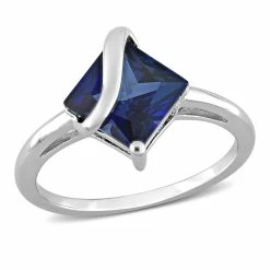 Top 10 🌟 Mimi & Max 2 4/5 CT TGW Princess Cut Created Blue Sapphire Ring in Sterling Silver for 👩 women 🤩