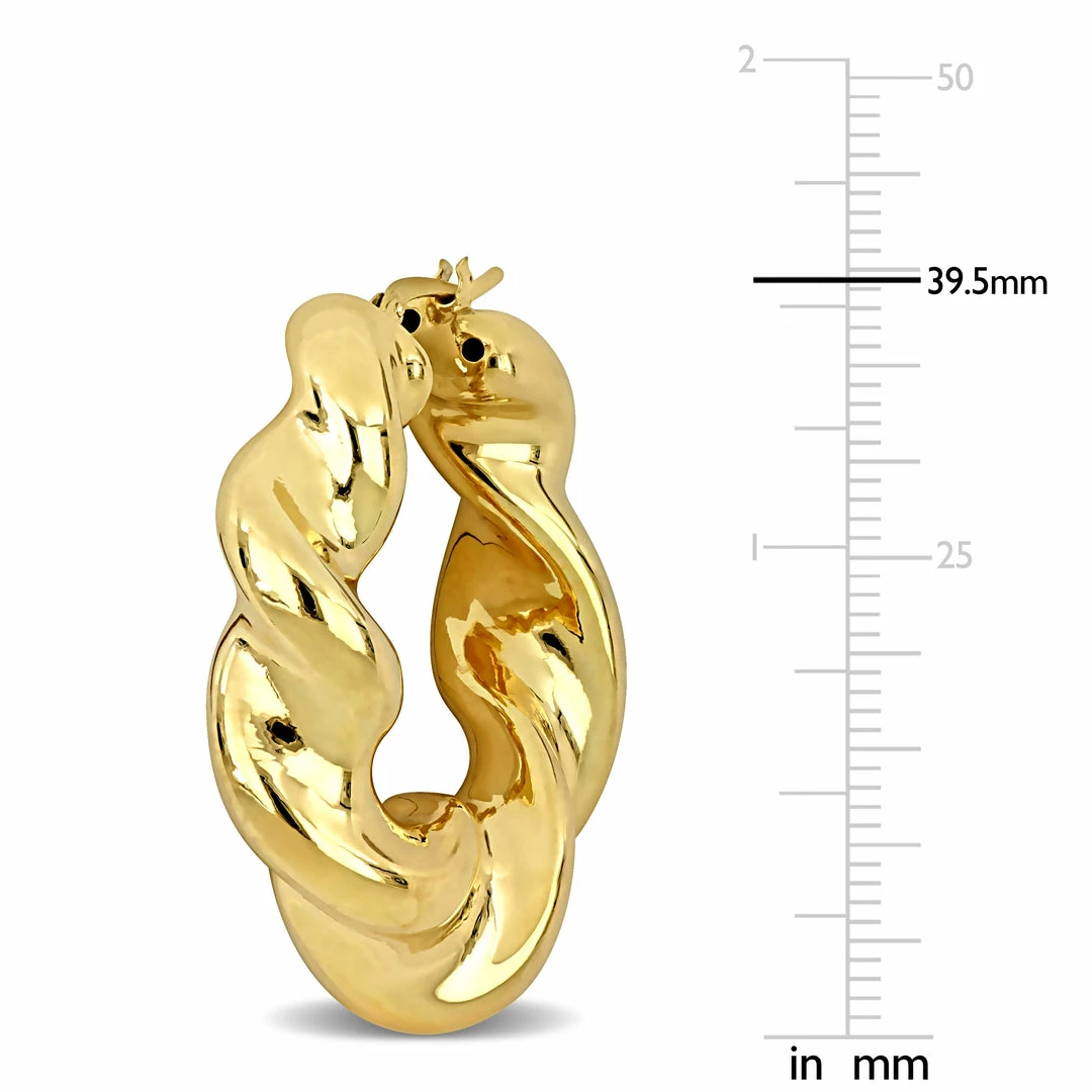 Outlet ❤️ Mimi & Max 39.5 MM Twisted Hoop Earrings in Yellow Plated Sterling Silver for 👩 women 🥰 4 Outlet ❤️ Mimi & Max 39.5 MM Twisted Hoop Earrings in Yellow Plated Sterling Silver for 👩 women 🥰 - Image 2