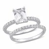 Coupon 🧨 Mimi & Max 2 3/4 CT TGW Emerald Cut Created White Sapphire Engagement Ring and Matching Eternity Ring 2pc Set in 10K White Gold for 👩 women 👍