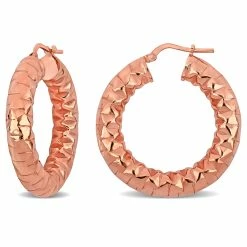 Budget ๐คฉ Mimi & Max 31.5 MM Diamond Cut Hoop Earrings in Rose Plated Sterling Silver for ๐ฉ women ๐คฉ